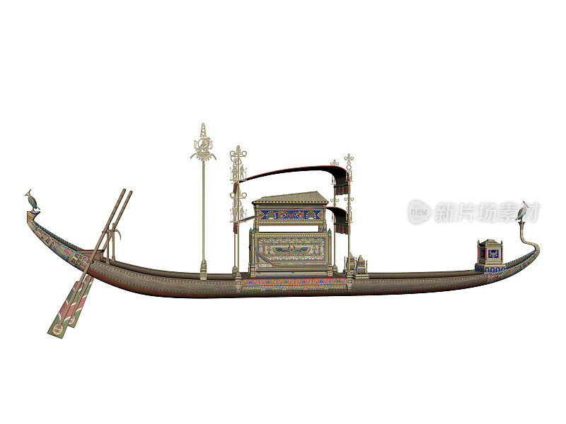 埃及驳船与王座- 3d渲染